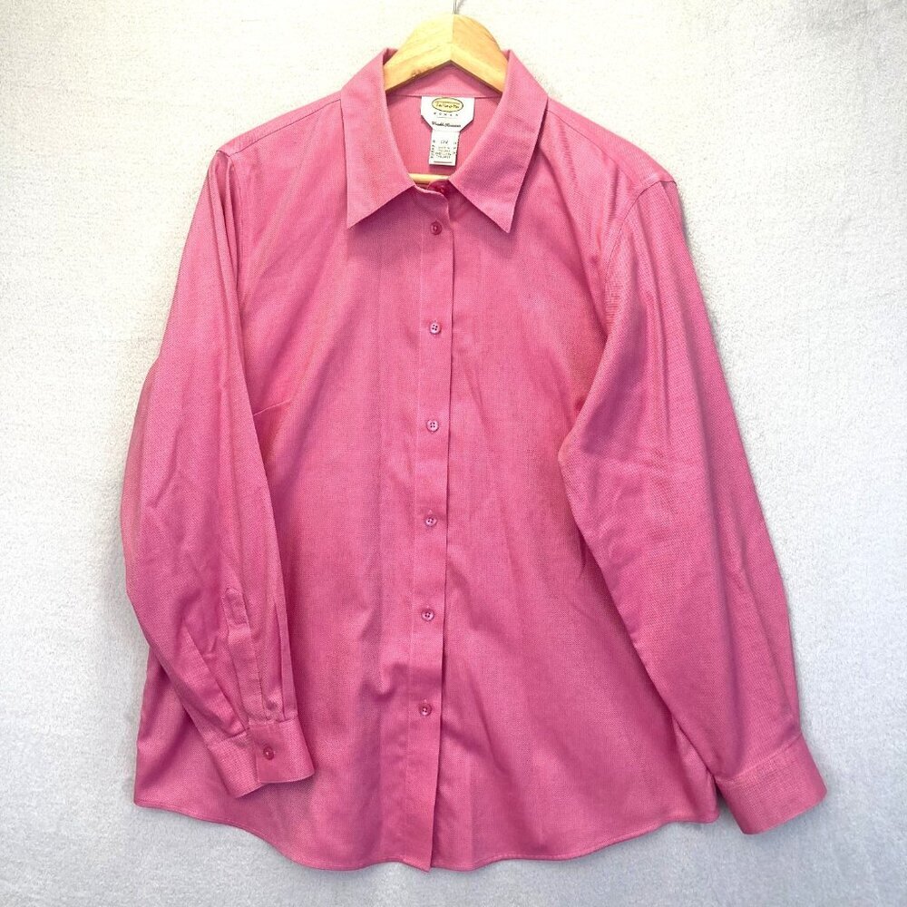Talbots Wrinkle Resistant Button Up Shirt Womens‎ 12W Pink Blouse Office Top